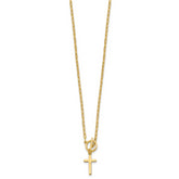 Sterling Silver Gold-tone Polished Cross Dangle Paperclip Link 16 Inch with 2 Inch Extension Necklace